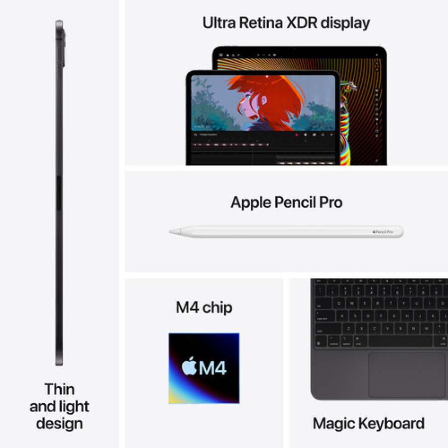 Apple 11" iPad Pro M4 Chip (Standard Glass, 512GB, Wi-Fi + 5G LTE, Silver)